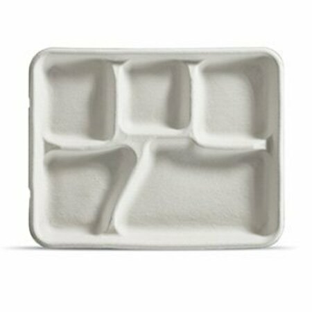 HUHTAMAKI CHINET Chinet SLT5 5 Compartment tray Natural 8.25 in.X10.375 in.x1 in. Pulp 2, 240PK 21032